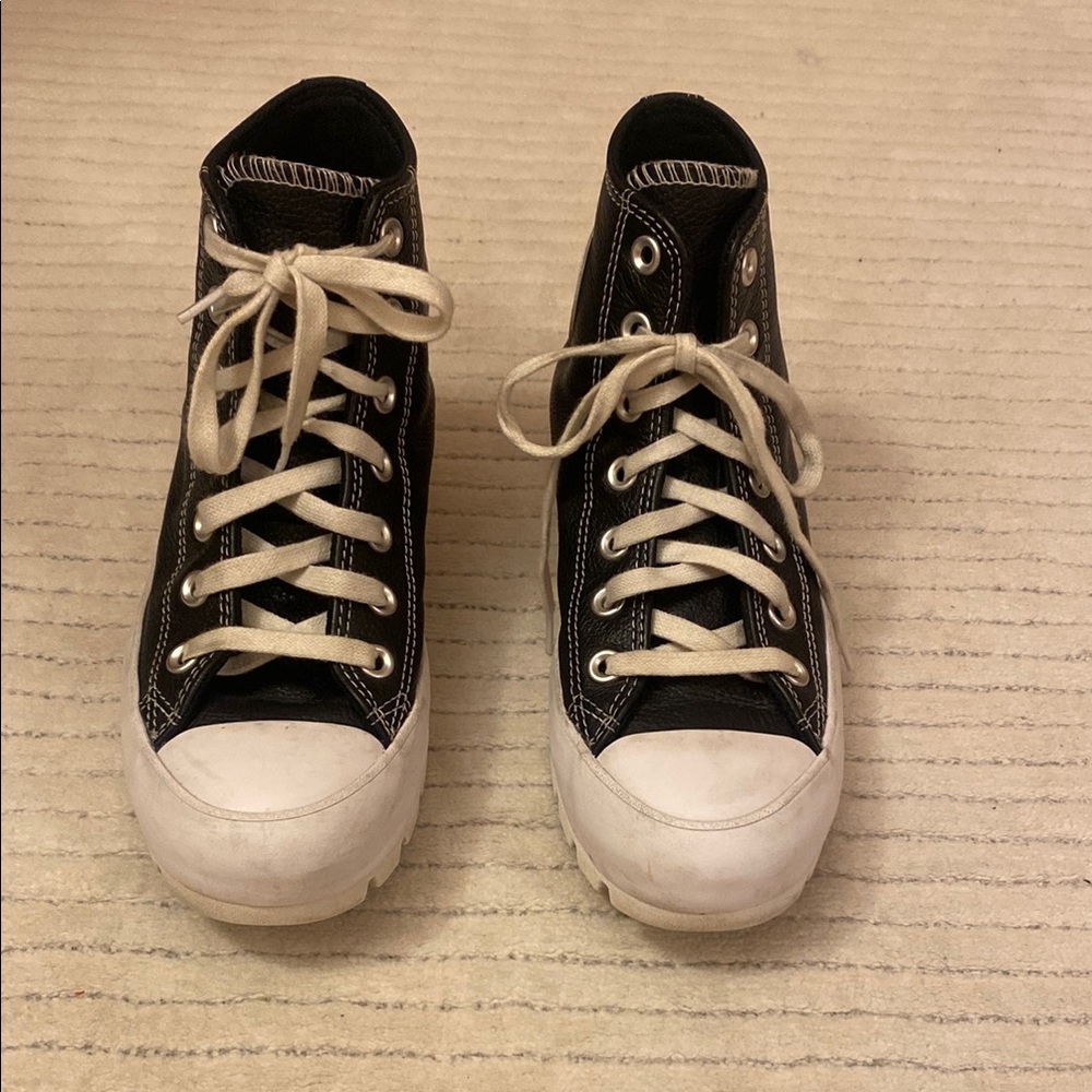 CONVERSE Black leather High-Top Sneakers